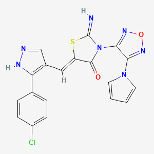 molecular formula C19H12ClN7O2S B4307347 5-{[3-(4-chlorophenyl)-1H-pyrazol-4-yl]methylene}-2-imino-3-[4-(1H-pyrrol-1-yl)-1,2,5-oxadiazol-3-yl]-1,3-thiazolidin-4-one 
