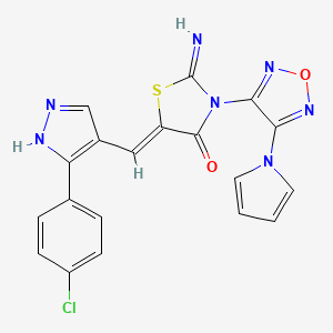 molecular formula C19H12ClN7O2S B4307347 5-{(Z)-1-[3-(4-CHLOROPHENYL)-1H-PYRAZOL-4-YL]METHYLIDENE}-2-IMINO-3-[4-(1H-PYRROL-1-YL)-1,2,5-OXADIAZOL-3-YL]-1,3-THIAZOLAN-4-ONE 