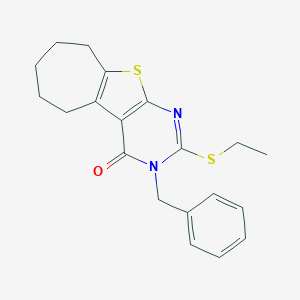 molecular formula C20H22N2OS2 B430736 3-benzyl-2-(ethylsulfanyl)-3,5,6,7,8,9-hexahydro-4H-cyclohepta[4,5]thieno[2,3-d]pyrimidin-4-one CAS No. 351159-95-0
