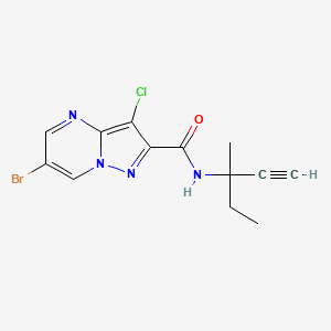 molecular formula C13H12BrClN4O B4307367 6-bromo-3-chloro-N-(1-ethyl-1-methylprop-2-yn-1-yl)pyrazolo[1,5-a]pyrimidine-2-carboxamide 