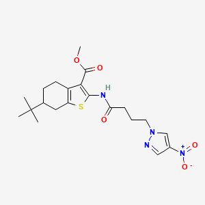 molecular formula C21H28N4O5S B4307448 methyl 6-tert-butyl-2-{[4-(4-nitro-1H-pyrazol-1-yl)butanoyl]amino}-4,5,6,7-tetrahydro-1-benzothiophene-3-carboxylate 
