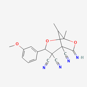 6-imino-3-(3-methoxyphenyl)-1,8-dimethyl-2,7-dioxabicyclo[3.2.1]octane-4,4,5-tricarbonitrile