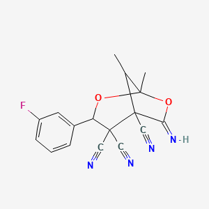 3-(3-fluorophenyl)-6-imino-1,8-dimethyl-2,7-dioxabicyclo[3.2.1]octane-4,4,5-tricarbonitrile