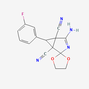 4-amino-6-(3-fluorophenyl)spiro[3-azabicyclo[3.1.0]hex-3-ene-2,2'-[1,3]dioxolane]-1,5-dicarbonitrile