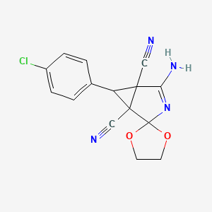 4-amino-6-(4-chlorophenyl)spiro[3-azabicyclo[3.1.0]hex-3-ene-2,2'-[1,3]dioxolane]-1,5-dicarbonitrile