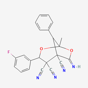 3-(3-fluorophenyl)-6-imino-1-methyl-8-phenyl-2,7-dioxabicyclo[3.2.1]octane-4,4,5-tricarbonitrile