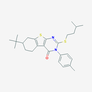 7-Tert-butyl-2-(3-methylbutylsulfanyl)-3-(4-methylphenyl)-5,6,7,8-tetrahydro-[1]benzothiolo[2,3-d]pyrimidin-4-one