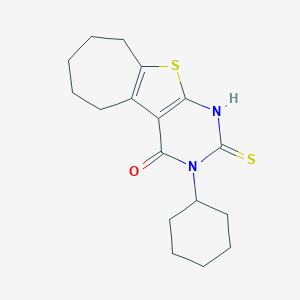 molecular formula C17H22N2OS2 B430753 3-cyclohexyl-2-thioxo-1,2,3,5,6,7,8,9-octahydro-4H-cyclohepta[4,5]thieno[2,3-d]pyrimidin-4-one CAS No. 351160-24-2