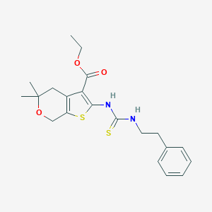 molecular formula C21H26N2O3S2 B430754 ethyl 5,5-dimethyl-2-({[(2-phenylethyl)amino]carbothioyl}amino)-4,7-dihydro-5H-thieno[2,3-c]pyran-3-carboxylate 