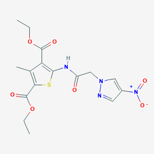 molecular formula C16H18N4O7S B4307548 2,4-DIETHYL 3-METHYL-5-[2-(4-NITRO-1H-PYRAZOL-1-YL)ACETAMIDO]THIOPHENE-2,4-DICARBOXYLATE 