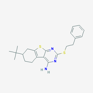 molecular formula C22H27N3S2 B430756 7-Tert-butyl-2-[(2-phenylethyl)sulfanyl]-5,6,7,8-tetrahydro[1]benzothieno[2,3-d]pyrimidin-4-amine CAS No. 351160-65-1