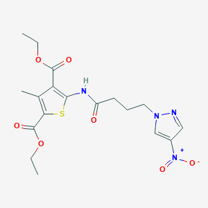 diethyl 3-methyl-5-{[4-(4-nitro-1H-pyrazol-1-yl)butanoyl]amino}thiophene-2,4-dicarboxylate