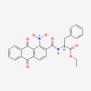 molecular formula C26H20N2O7 B4307569 Ethyl 2-[(1-nitro-9,10-dioxoanthracene-2-carbonyl)amino]-3-phenylpropanoate 