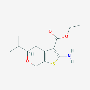 molecular formula C13H19NO3S B430763 ethyl 2-amino-5-isopropyl-4,7-dihydro-5H-thieno[2,3-c]pyran-3-carboxylate CAS No. 118005-46-2