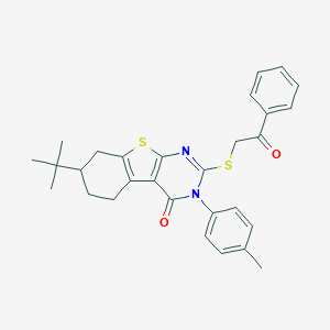 molecular formula C29H30N2O2S2 B430767 7-Tert-butyl-3-(4-methylphenyl)-2-phenacylsulfanyl-5,6,7,8-tetrahydro-[1]benzothiolo[2,3-d]pyrimidin-4-one CAS No. 351160-07-1