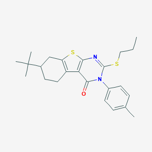molecular formula C24H30N2OS2 B430768 7-Tert-butyl-3-(4-methylphenyl)-2-propylsulfanyl-5,6,7,8-tetrahydro-[1]benzothiolo[2,3-d]pyrimidin-4-one CAS No. 351159-69-8