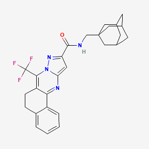 molecular formula C27H27F3N4O B4307698 N-(ADAMANTAN-1-YLMETHYL)-7-(TRIFLUOROMETHYL)-5,6-DIHYDROBENZO[H]PYRAZOLO[5,1-B]QUINAZOLINE-10-CARBOXAMIDE 