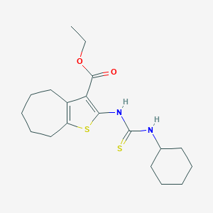 molecular formula C19H28N2O2S2 B430772 ethyl 2-(cyclohexylcarbamothioylamino)-5,6,7,8-tetrahydro-4H-cyclohepta[b]thiophene-3-carboxylate CAS No. 351161-01-8