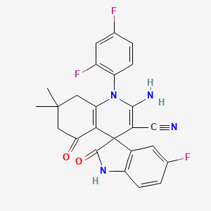 2'-amino-1'-(2,4-difluorophenyl)-5-fluoro-7',7'-dimethyl-2,5'-dioxo-1,2,5',6',7',8'-hexahydro-1'H-spiro[indole-3,4'-quinoline]-3'-carbonitrile