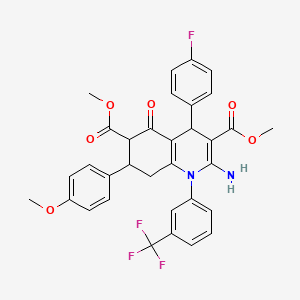 DIMETHYL 2-AMINO-4-(4-FLUOROPHENYL)-7-(4-METHOXYPHENYL)-5-OXO-1-[3-(TRIFLUOROMETHYL)PHENYL]-1,4,5,6,7,8-HEXAHYDRO-3,6-QUINOLINEDICARBOXYLATE