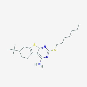 molecular formula C21H33N3S2 B430775 7-Tert-butyl-2-(heptylsulfanyl)-5,6,7,8-tetrahydro[1]benzothieno[2,3-d]pyrimidin-4-amine 
