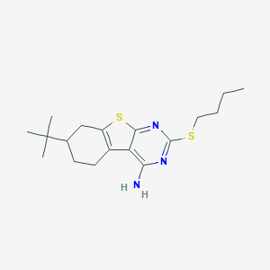 molecular formula C18H27N3S2 B430780 7-Tert-butyl-2-(butylsulfanyl)-5,6,7,8-tetrahydro[1]benzothieno[2,3-d]pyrimidin-4-amine 