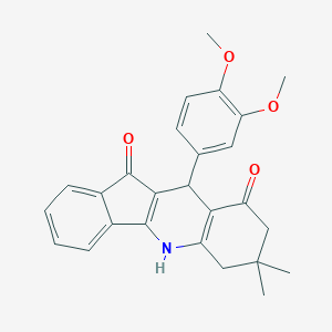molecular formula C26H25NO4 B430783 10-(3,4-dimethoxyphenyl)-7,7-dimethyl-6,7,8,10-tetrahydro-5H-indeno[1,2-b]quinoline-9,11-dione 
