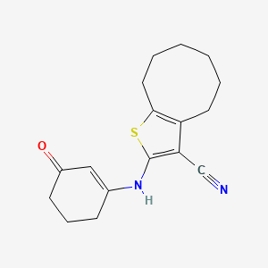 2-[(3-OXO-1-CYCLOHEXENYL)AMINO]-4,5,6,7,8,9-HEXAHYDROCYCLOOCTA[B]THIOPHEN-3-YL CYANIDE