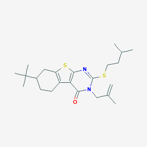 molecular formula C23H34N2OS2 B430787 7-Tert-butyl-2-(3-methylbutylsulfanyl)-3-(2-methylprop-2-enyl)-5,6,7,8-tetrahydro-[1]benzothiolo[2,3-d]pyrimidin-4-one CAS No. 351160-88-8