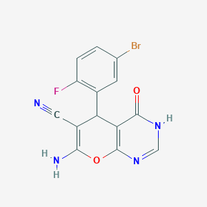 molecular formula C14H8BrFN4O2 B4307910 7-AMINO-5-(5-BROMO-2-FLUOROPHENYL)-4-OXO-1H,4H,5H-PYRANO[2,3-D]PYRIMIDINE-6-CARBONITRILE 