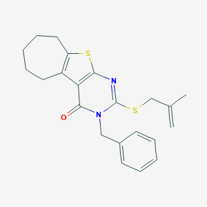 molecular formula C22H24N2OS2 B430792 3-benzyl-2-[(2-methyl-2-propenyl)sulfanyl]-3,5,6,7,8,9-hexahydro-4H-cyclohepta[4,5]thieno[2,3-d]pyrimidin-4-one CAS No. 351161-53-0