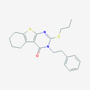 molecular formula C21H24N2OS2 B430794 3-(2-phenylethyl)-2-(propylsulfanyl)-5,6,7,8-tetrahydro[1]benzothieno[2,3-d]pyrimidin-4(3H)-one CAS No. 351161-87-0