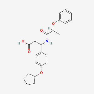 molecular formula C23H27NO5 B4307952 3-[4-(cyclopentyloxy)phenyl]-3-[(2-phenoxypropanoyl)amino]propanoic acid 