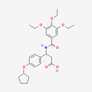 molecular formula C27H35NO7 B4307958 3-[4-(cyclopentyloxy)phenyl]-3-[(3,4,5-triethoxybenzoyl)amino]propanoic acid 