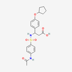 molecular formula C22H26N2O6S B4307959 3-({[4-(acetylamino)phenyl]sulfonyl}amino)-3-[4-(cyclopentyloxy)phenyl]propanoic acid 