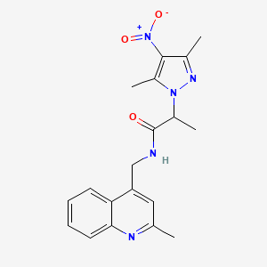 2-(3,5-dimethyl-4-nitro-1H-pyrazol-1-yl)-N-[(2-methylquinolin-4-yl)methyl]propanamide