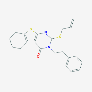 molecular formula C21H22N2OS2 B430798 2-(allylsulfanyl)-3-(2-phenylethyl)-5,6,7,8-tetrahydro[1]benzothieno[2,3-d]pyrimidin-4(3H)-one 
