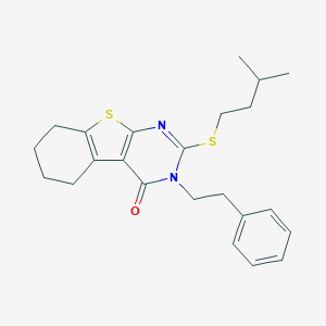 molecular formula C23H28N2OS2 B430799 2-(isopentylsulfanyl)-3-(2-phenylethyl)-5,6,7,8-tetrahydro[1]benzothieno[2,3-d]pyrimidin-4(3H)-one 