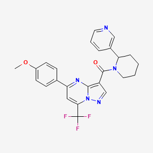 molecular formula C25H22F3N5O2 B4307993 [5-(4-METHOXYPHENYL)-7-(TRIFLUOROMETHYL)PYRAZOLO[1,5-A]PYRIMIDIN-3-YL][2-(3-PYRIDYL)PIPERIDINO]METHANONE 