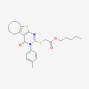 pentyl {[3-(4-methylphenyl)-4-oxo-3,5,6,7,8,9-hexahydro-4H-cyclohepta[4,5]thieno[2,3-d]pyrimidin-2-yl]sulfanyl}acetate