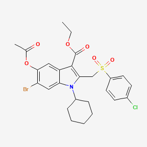 ethyl 5-(acetyloxy)-6-bromo-2-{[(4-chlorophenyl)sulfonyl]methyl}-1-cyclohexyl-1H-indole-3-carboxylate