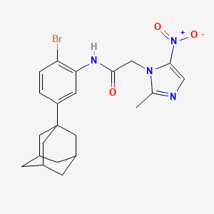 molecular formula C22H25BrN4O3 B4308027 N-[5-(1-adamantyl)-2-bromophenyl]-2-(2-methyl-5-nitro-1H-imidazol-1-yl)acetamide 