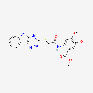 molecular formula C22H21N5O5S B4308035 METHYL 4,5-DIMETHOXY-2-[2-({5-METHYL-5H-[1,2,4]TRIAZINO[5,6-B]INDOL-3-YL}SULFANYL)ACETAMIDO]BENZOATE 