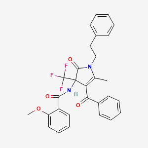 N-[4-benzoyl-5-methyl-2-oxo-1-(2-phenylethyl)-3-(trifluoromethyl)-2,3-dihydro-1H-pyrrol-3-yl]-2-methoxybenzamide