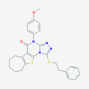 molecular formula C27H26N4O2S2 B430812 4-(4-methoxyphenyl)-1-[(2-phenylethyl)sulfanyl]-7,8,9,10-tetrahydro-6H-cyclohepta[4,5]thieno[3,2-e][1,2,4]triazolo[4,3-a]pyrimidin-5(4H)-one 