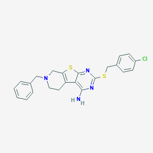molecular formula C23H21ClN4S2 B430813 7-Benzyl-2-[(4-chlorobenzyl)sulfanyl]-5,6,7,8-tetrahydropyrido[4',3':4,5]thieno[2,3-d]pyrimidin-4-amine CAS No. 351008-31-6