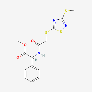 METHYL 2-[(2-{[3-(METHYLSULFANYL)-1,2,4-THIADIAZOL-5-YL]SULFANYL}ACETYL)AMINO]-2-PHENYLACETATE