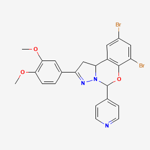 7,9-Dibromo-2-(3,4-dimethoxyphenyl)-5-(pyridin-4-yl)-1,10b-dihydropyrazolo[1,5-c][1,3]benzoxazine