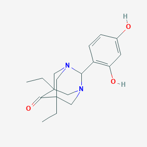 molecular formula C18H24N2O3 B430818 2-(2,4-Dihydroxyphenyl)-5,7-diethyl-1,3-diazatricyclo[3.3.1.13,7]decan-6-one CAS No. 448908-66-5