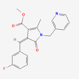 molecular formula C20H17FN2O3 B4308180 METHYL 3-[(Z)-1-(3-FLUOROPHENYL)METHYLIDENE]-5-METHYL-2-OXO-1-(3-PYRIDYLMETHYL)-1,2-DIHYDRO-3H-PYRROLE-4-CARBOXYLATE 